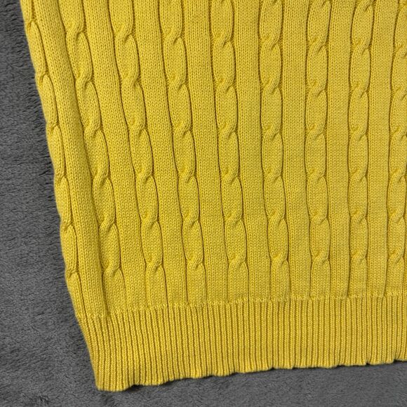Pierre Cardin Women Cable Knit Sweater Vest Vintage Y2K Preppy Yellow XL L113 - Picture 2 of 7